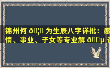 锦州何 🦊 为生辰八字详批：感情、事业、子女等专业解 🐵 读